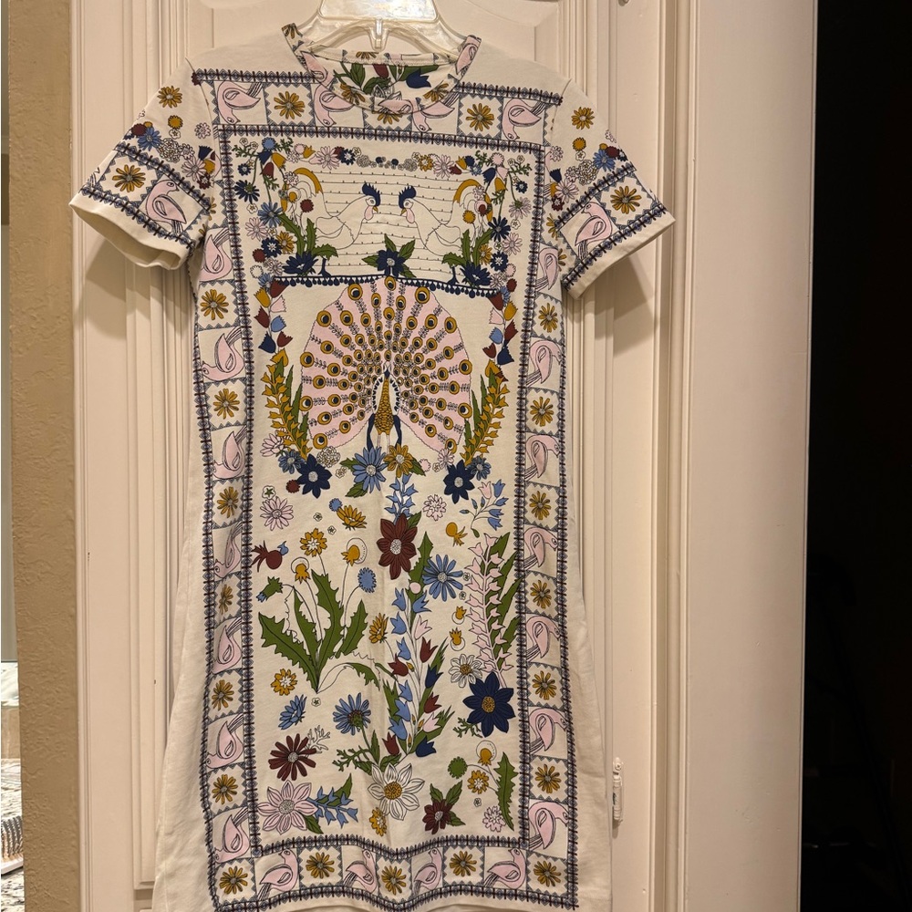 Tory Burch White Dress with Multicolor Floral Design